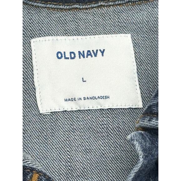 Old Navy Women Denim Jacket Size Large Classic Denim 99 % Cotton 1% Spandex - Picture 2 of 8